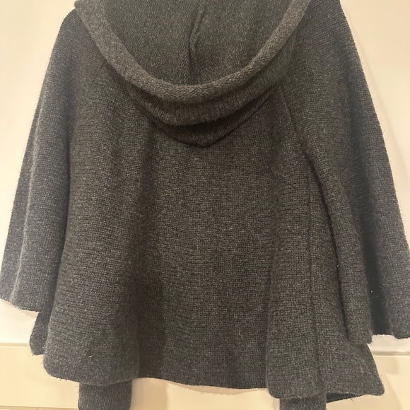 Eileen Fisher Charcoal Open Front Cardigan‎ 100% cashmere with hood size XS - Picture 3 of 4